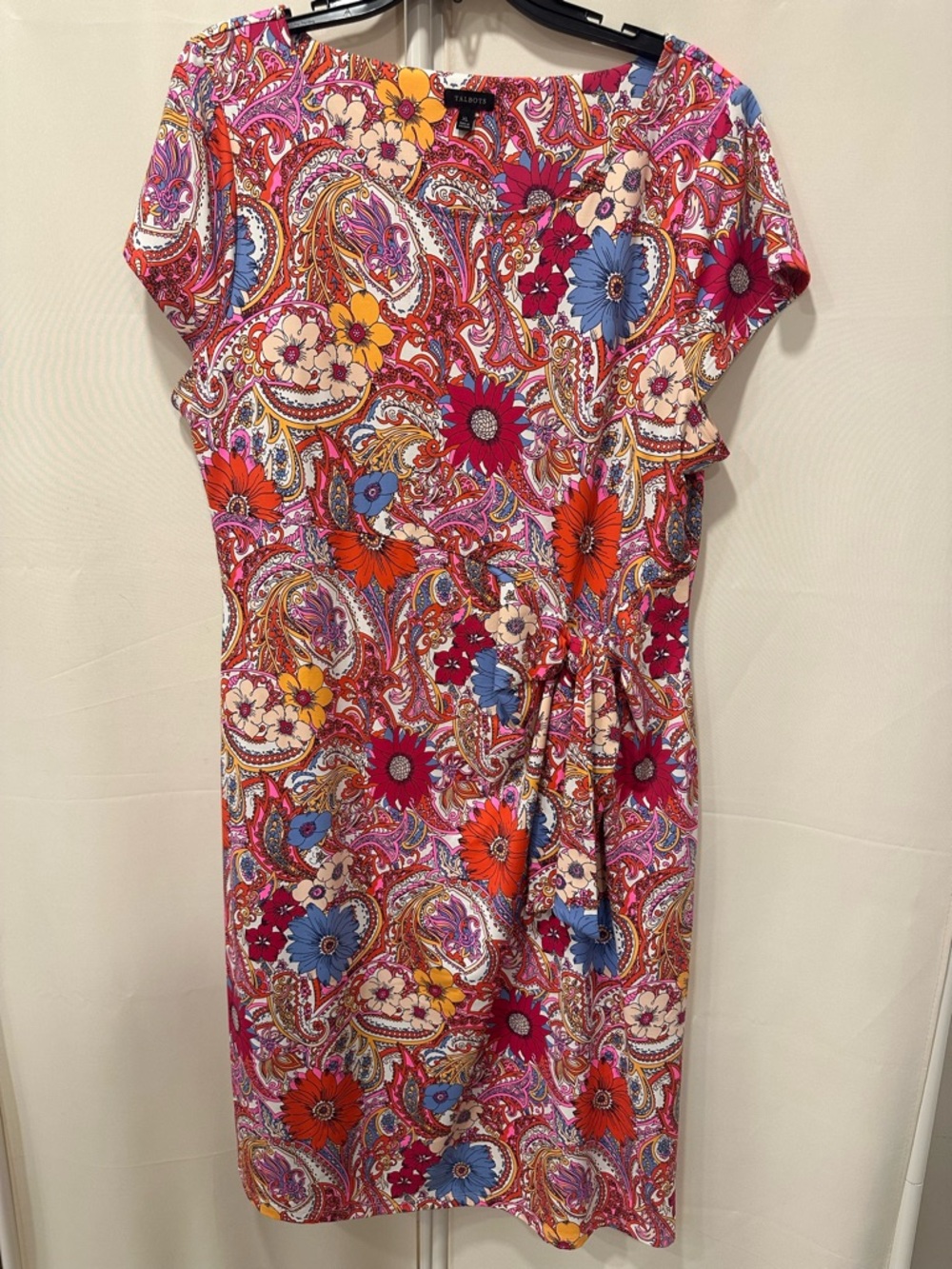 Talbots Multicolor Paisley Floral Tie-Waist Midi Dress
